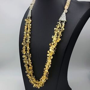 530.00 Cts Natural 20 Inches Long Golden Rutile Quartz Beads Gemstone  Necklace